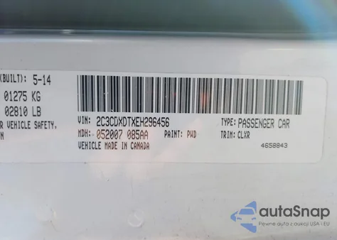 2014 Dodge Charger R/T Max из США, поврежденный, VIN 2C3CDXDTXEH296456